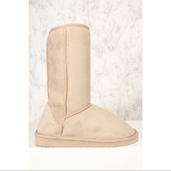 Taupe Slip On Casual Flat Boots Suede. - Picture 3 of 4